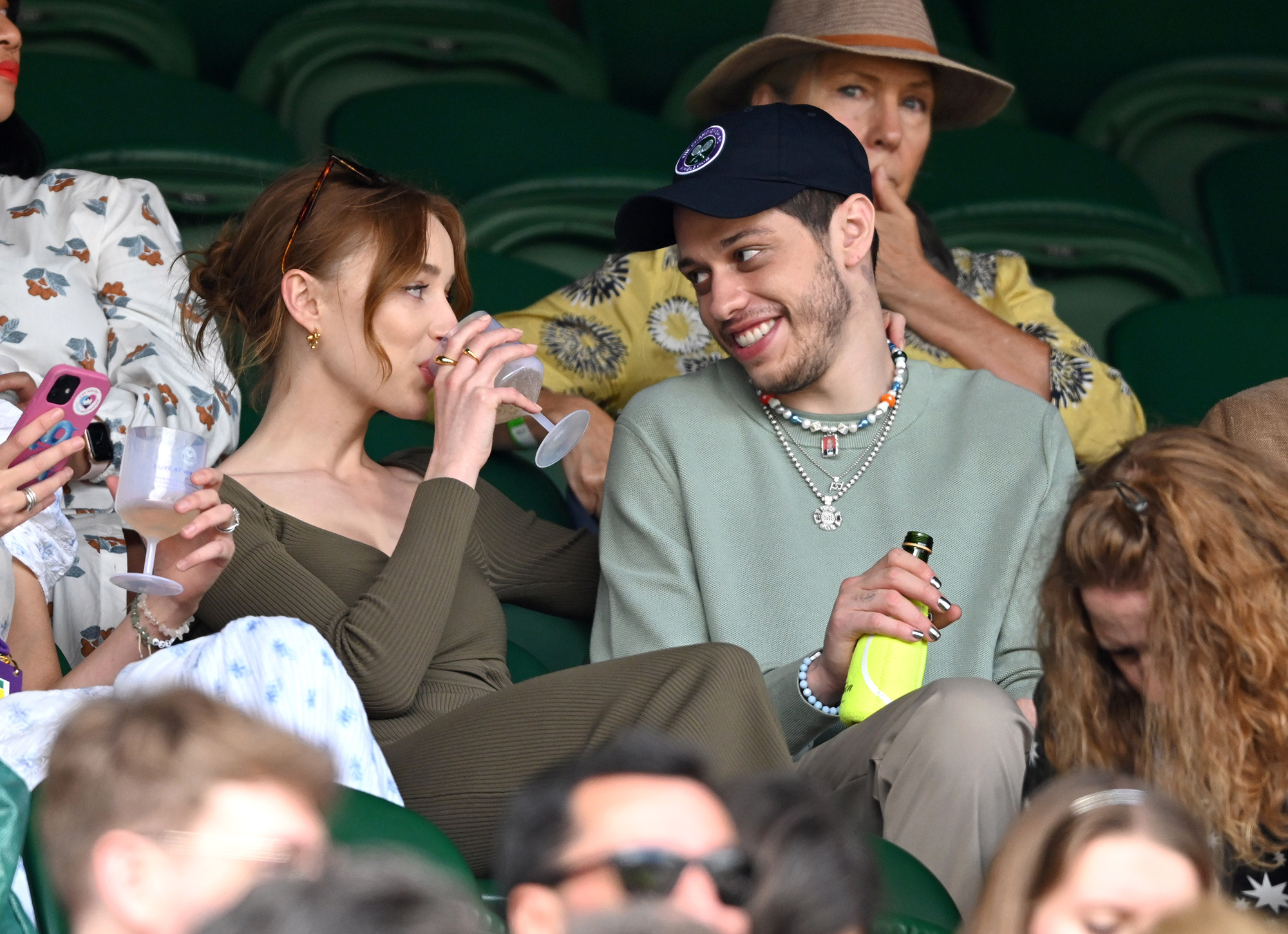 Phoebe Dynevor and Pete Davidson at a tennis match